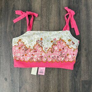 NWT RACHEL ZOE Linen Blend Bandeau Top - Pink - Large